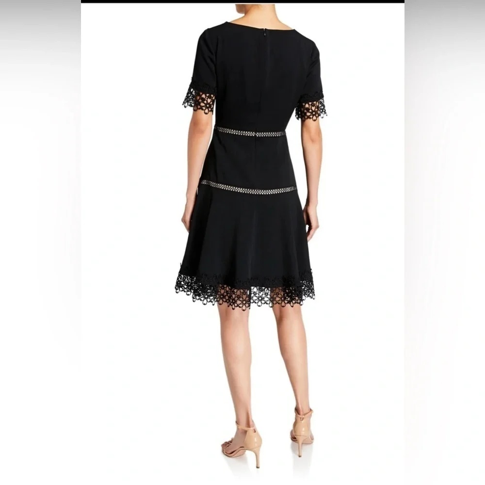 Shani  Lace-Trim Crepe Fit & Flare Dress size:USA 10